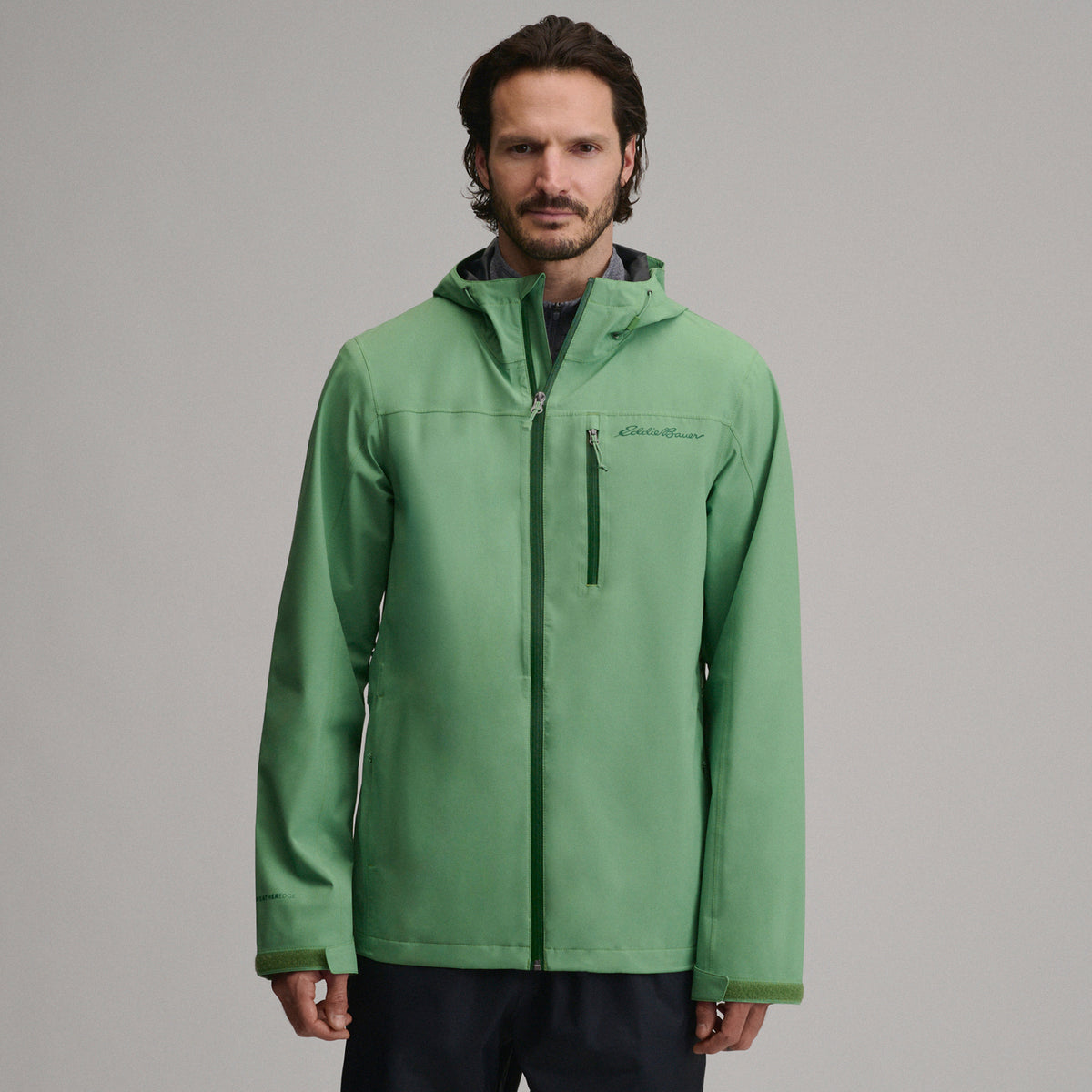 Men's Cloud Cap Waterproof Stretch Hooded Rain Jacket-Light Moss-11