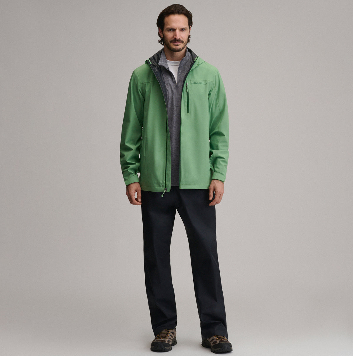 Men's Cloud Cap Waterproof Stretch Hooded Rain Jacket-Light Moss-16