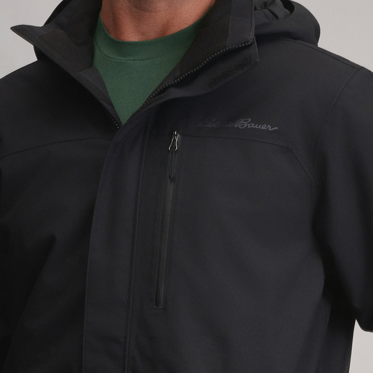 Men's Mainstay Insulated Waterproof Hooded Trench Coat-Black-5