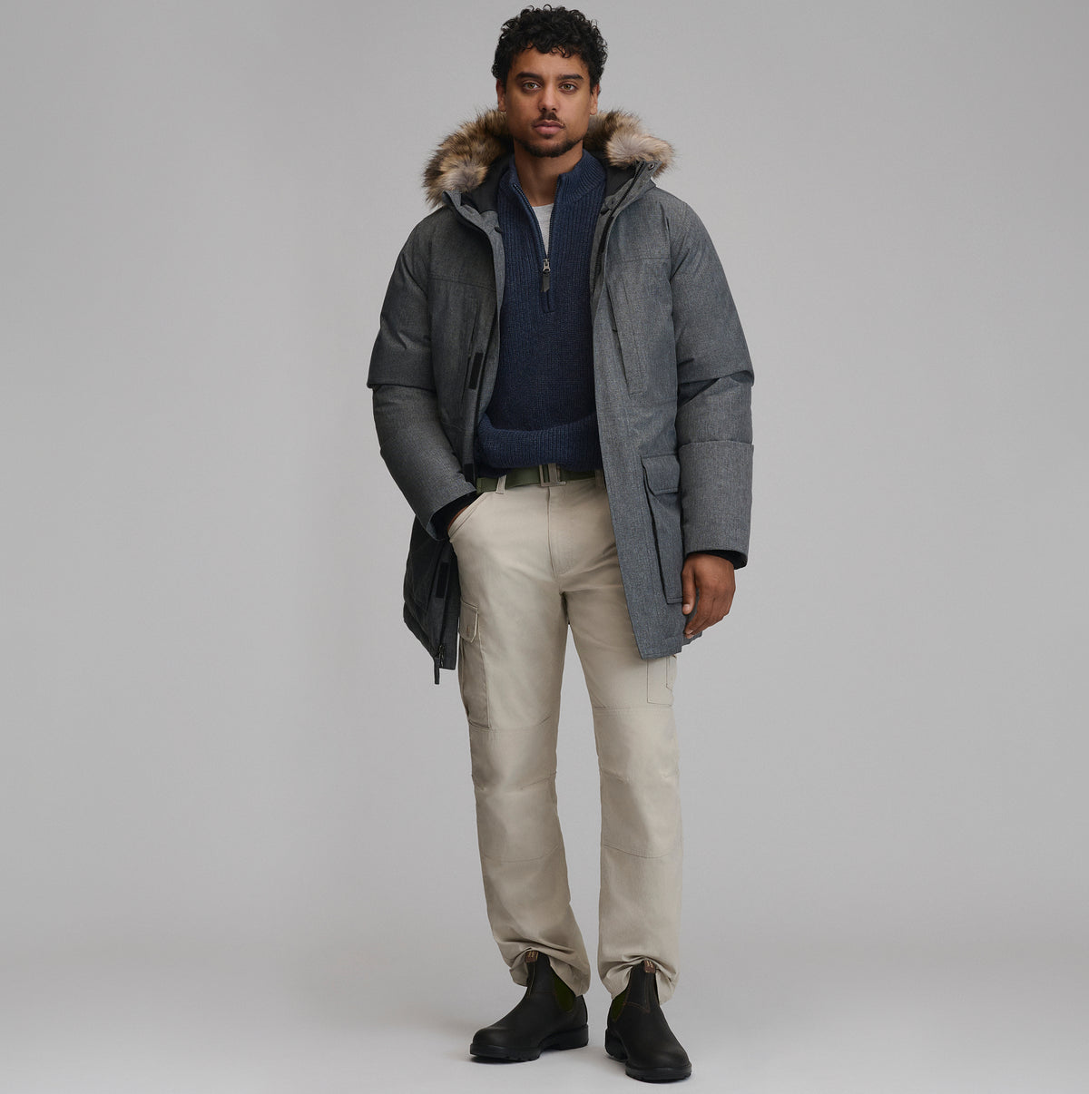 Men's Superior Down Waterproof Hooded Parka-Htr Gray-18