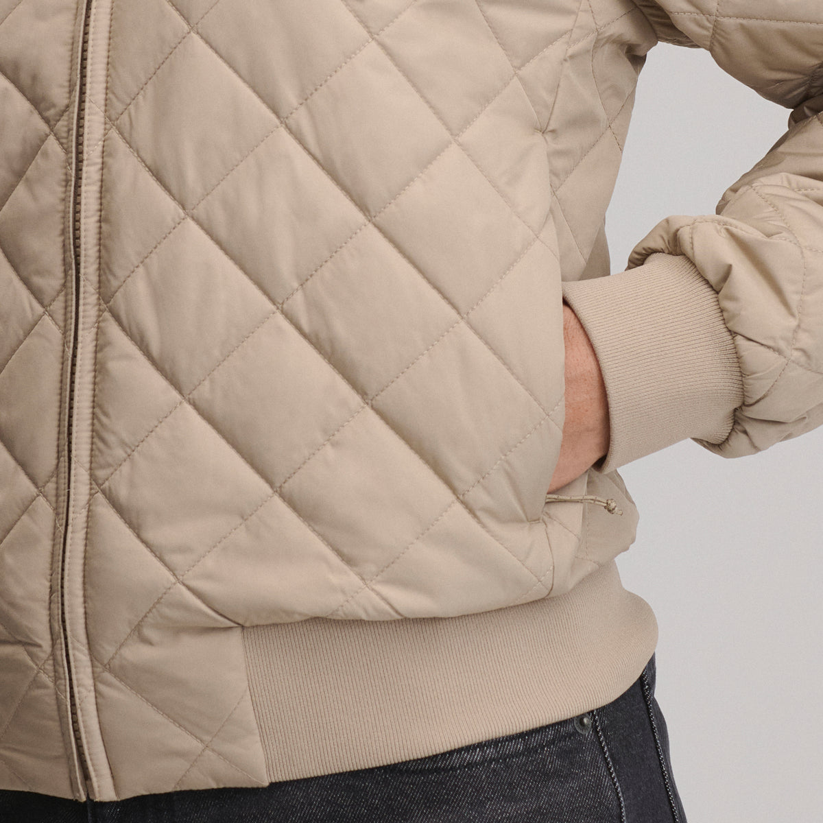 Quilted Bomber-Light Khaki-11