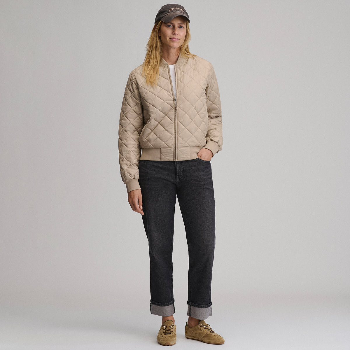 Quilted Bomber-Light Khaki-12
