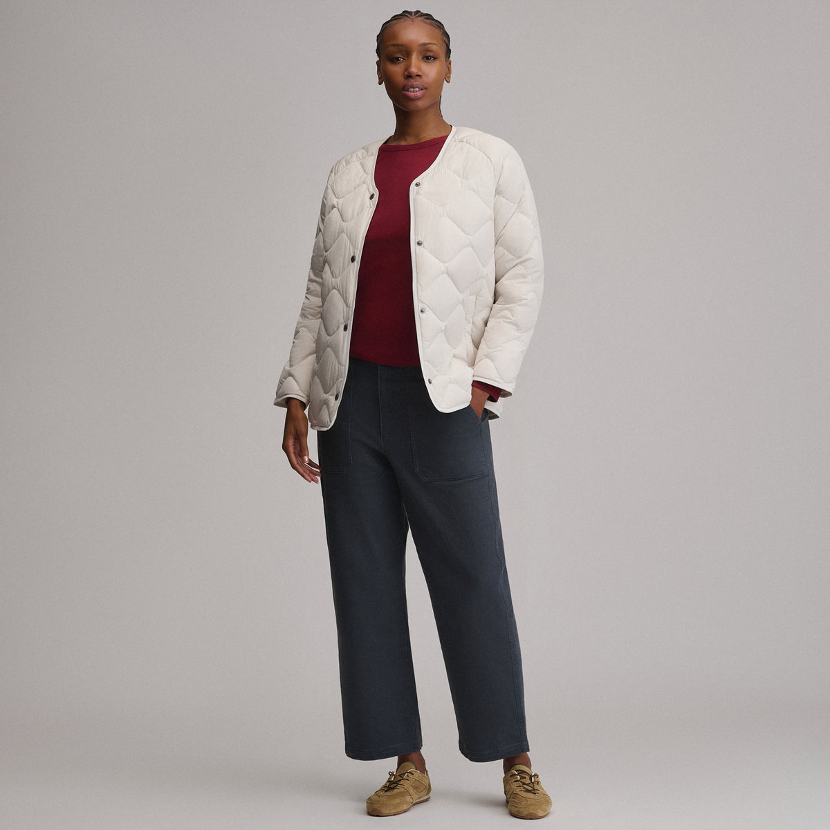 Women's Shaw Collarless Jacket-Vapour-12