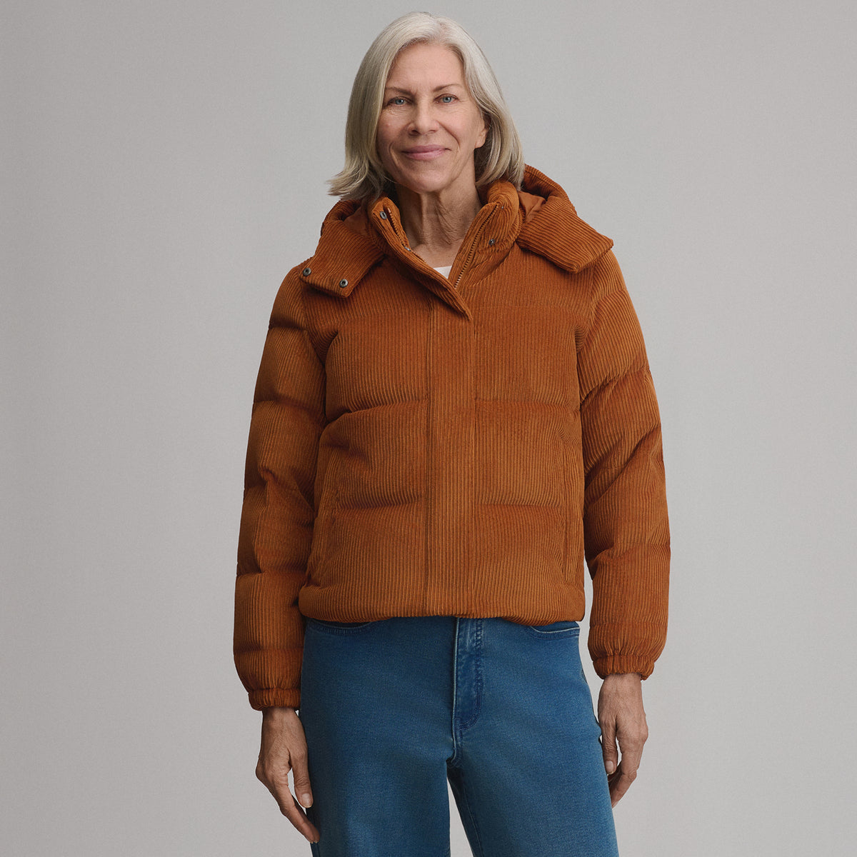 Women's Plush Puff Jacket - Cord-Cedar-6