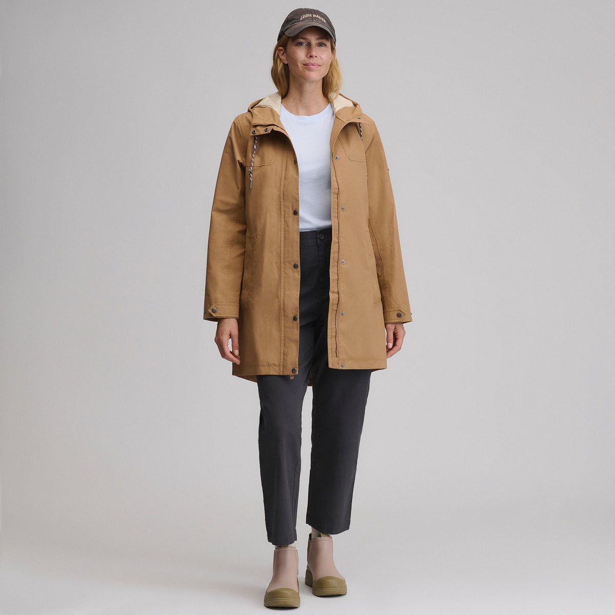 Women's Charly Waterproof Hooded Rain Parka-Camel-10