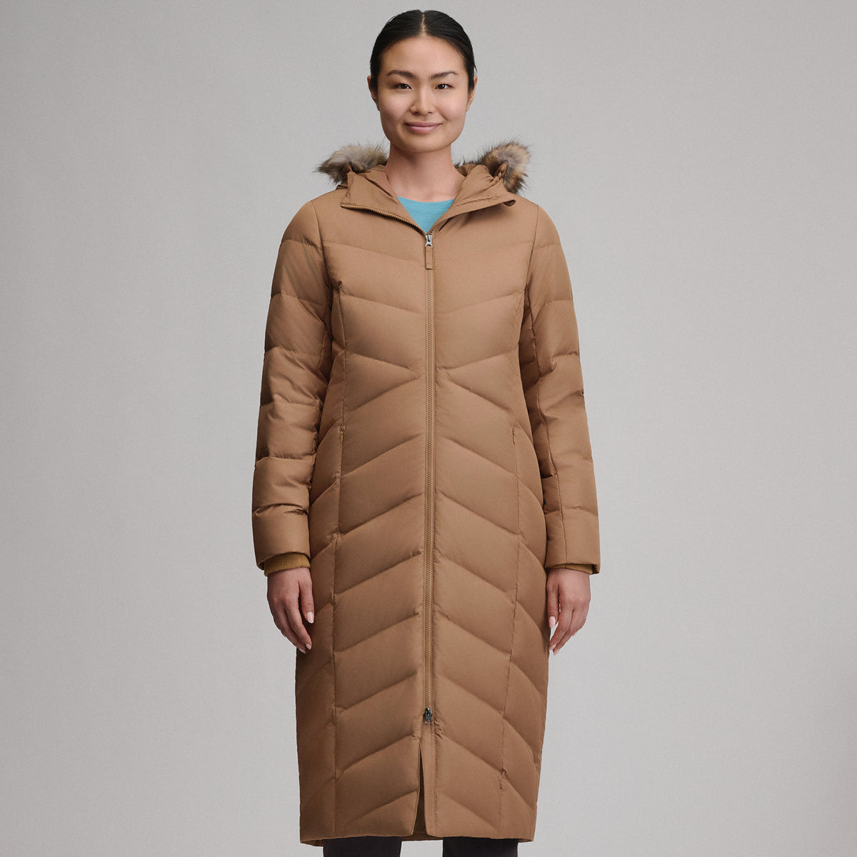 Women's Classic Down Duffle Jacket-Camel-11