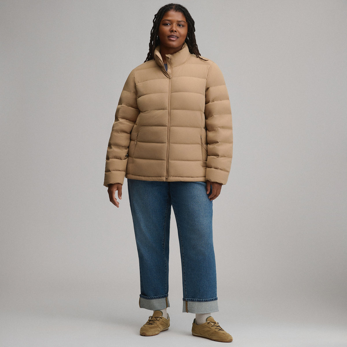 Women's EB Stretch Down Jacket-Camel-12