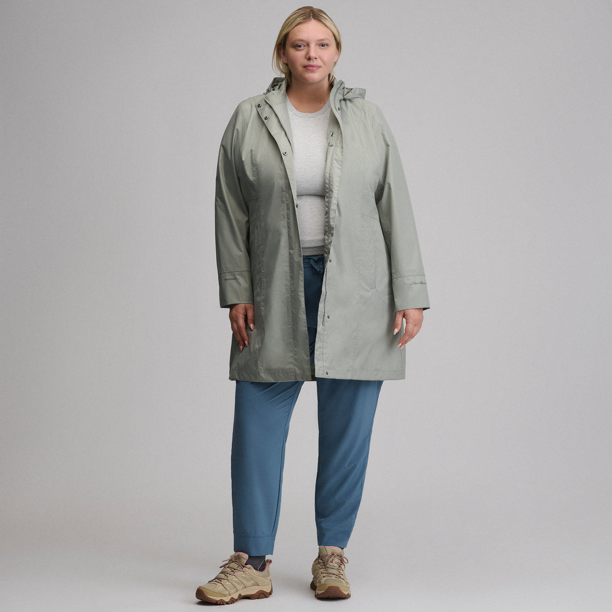 Women's Girl on the Go® Waterproof Trench Coat-Sage-17