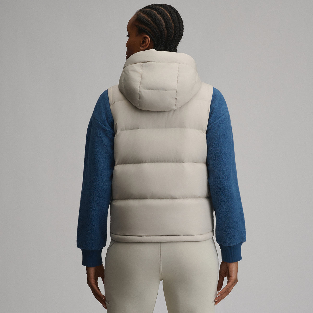 Women's Ketchum Short Down Hooded Vest-Pumice-2