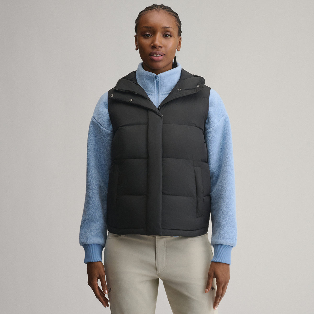 Women's Ketchum Short Down Hooded Vest-Black-11