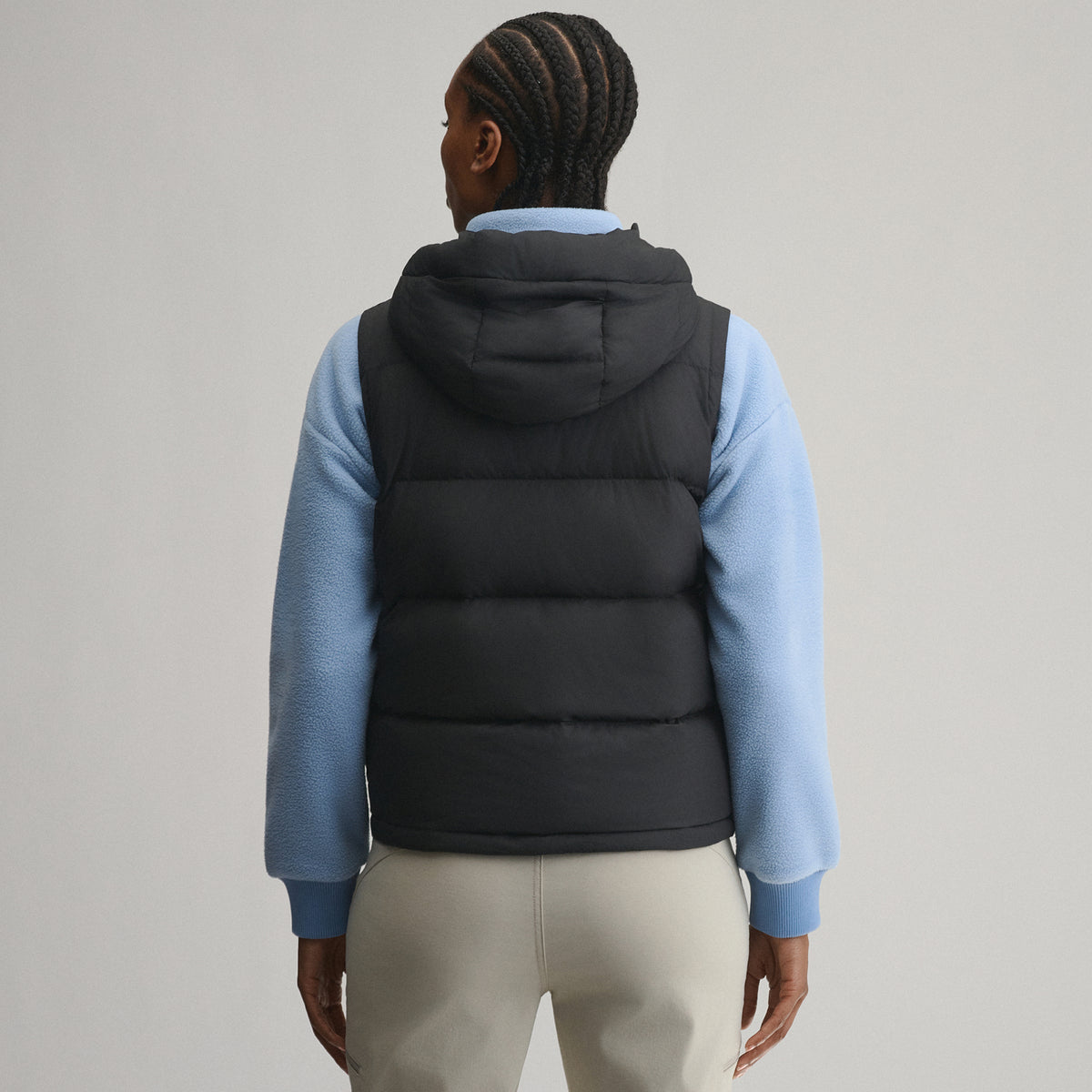 Women's Ketchum Short Down Hooded Vest-Black-12