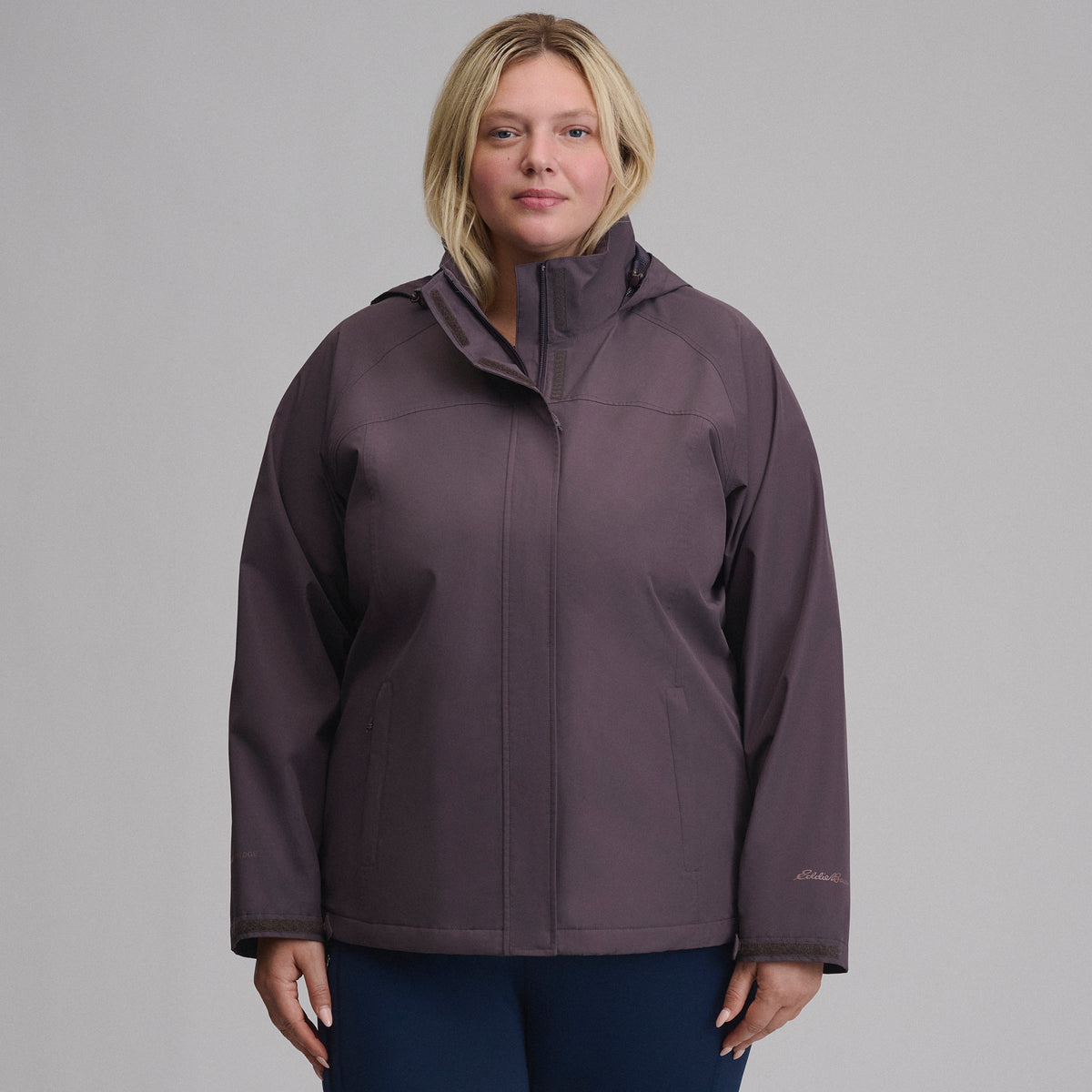 Women's Rainfoil® Waterproof Packable Hooded Rain Jacket-Aubergine-1