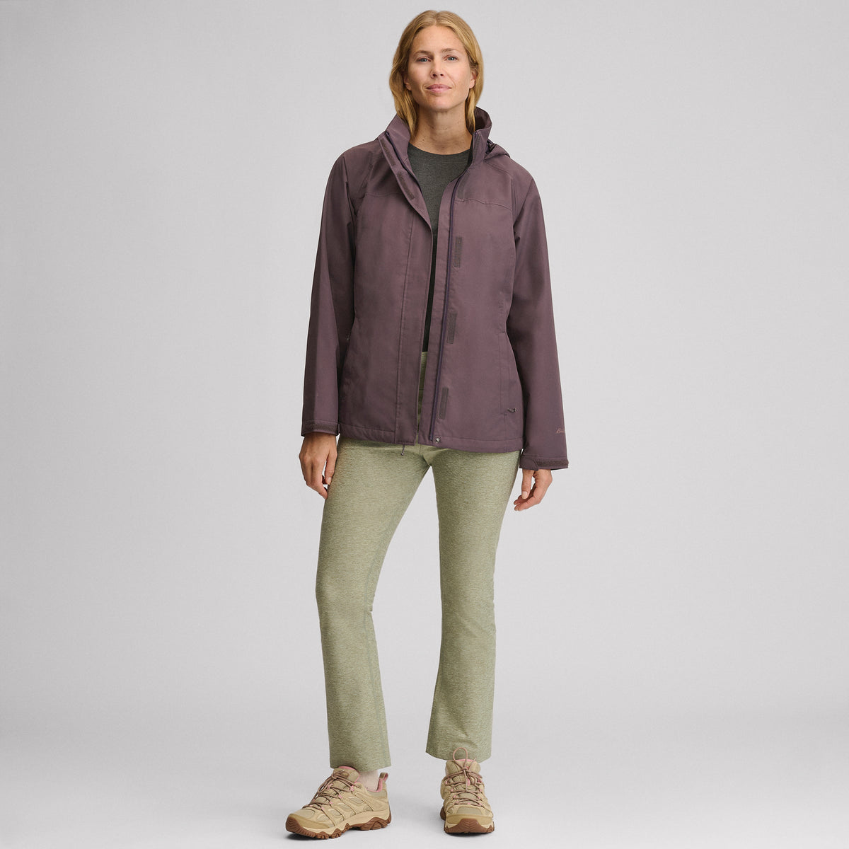 Women's Rainfoil® Waterproof Packable Hooded Rain Jacket-Aubergine-5