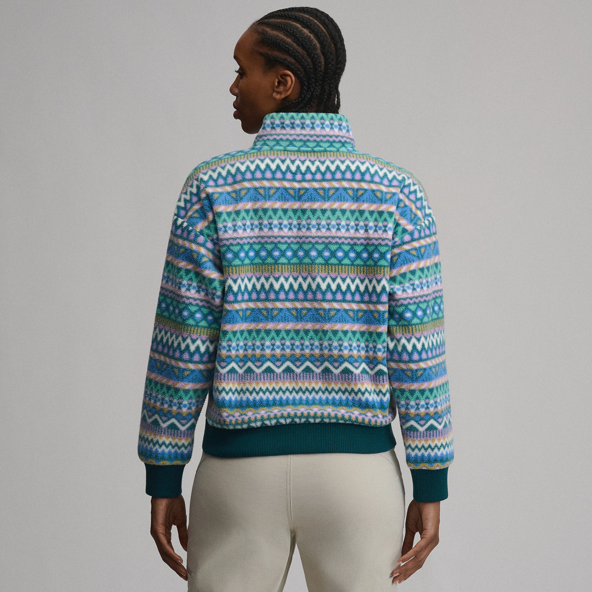 Women's Authentic Outdoor Fleece 1/4-Zip Mock Pullover - Print-Cactus-10
