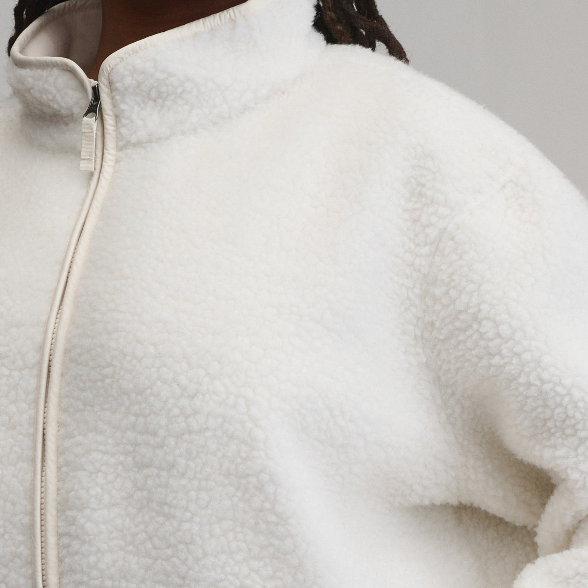 Women's Wander Mixed Media Fleece Jacket-Ivory-11