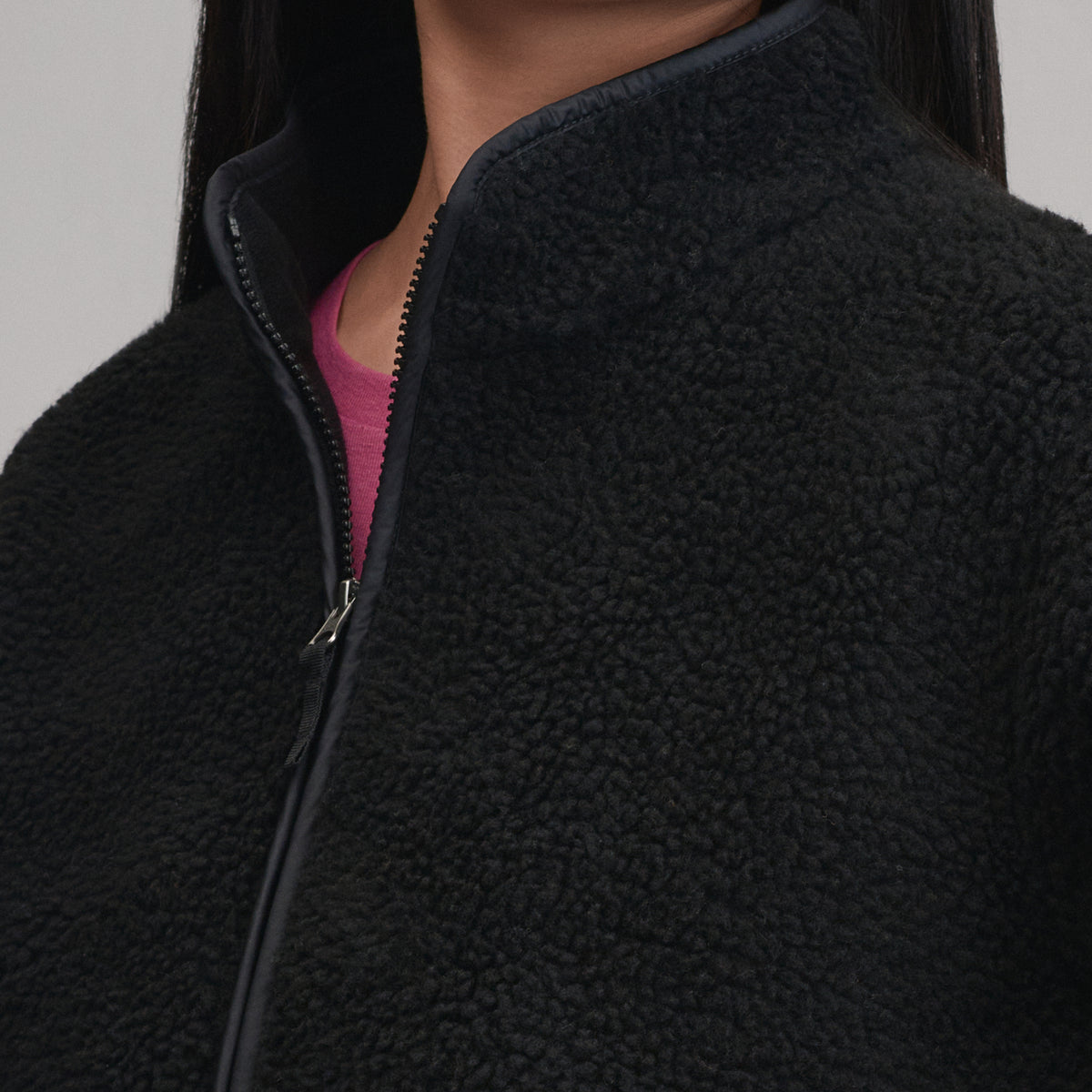 Women's Wander Mixed Media Fleece Jacket-Black-3