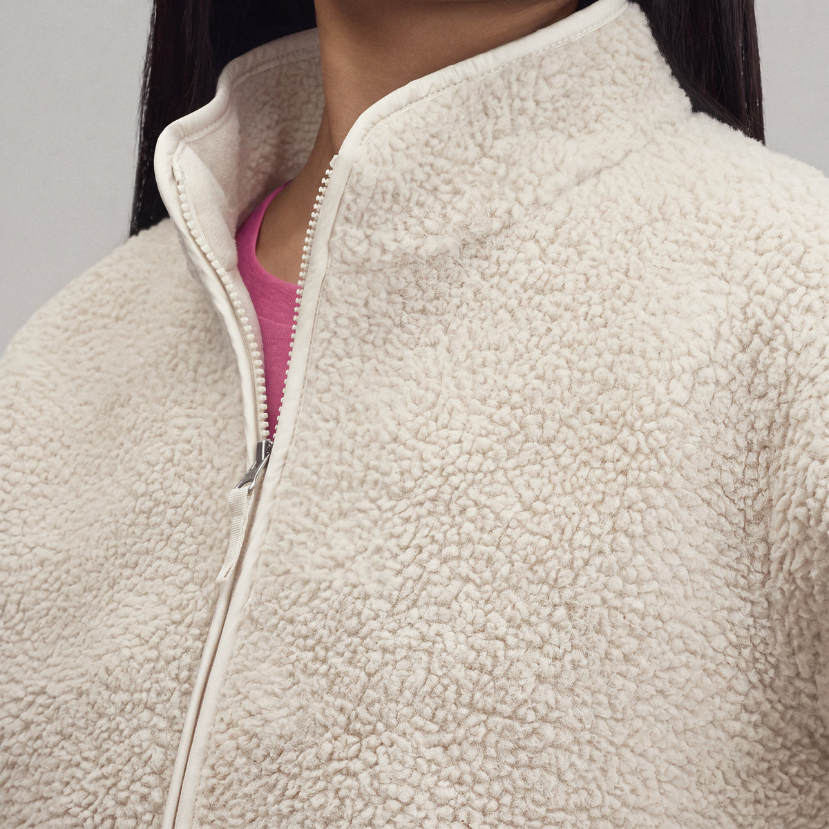 Women's Wander Mixed Media Fleece Jacket-Ivory-7