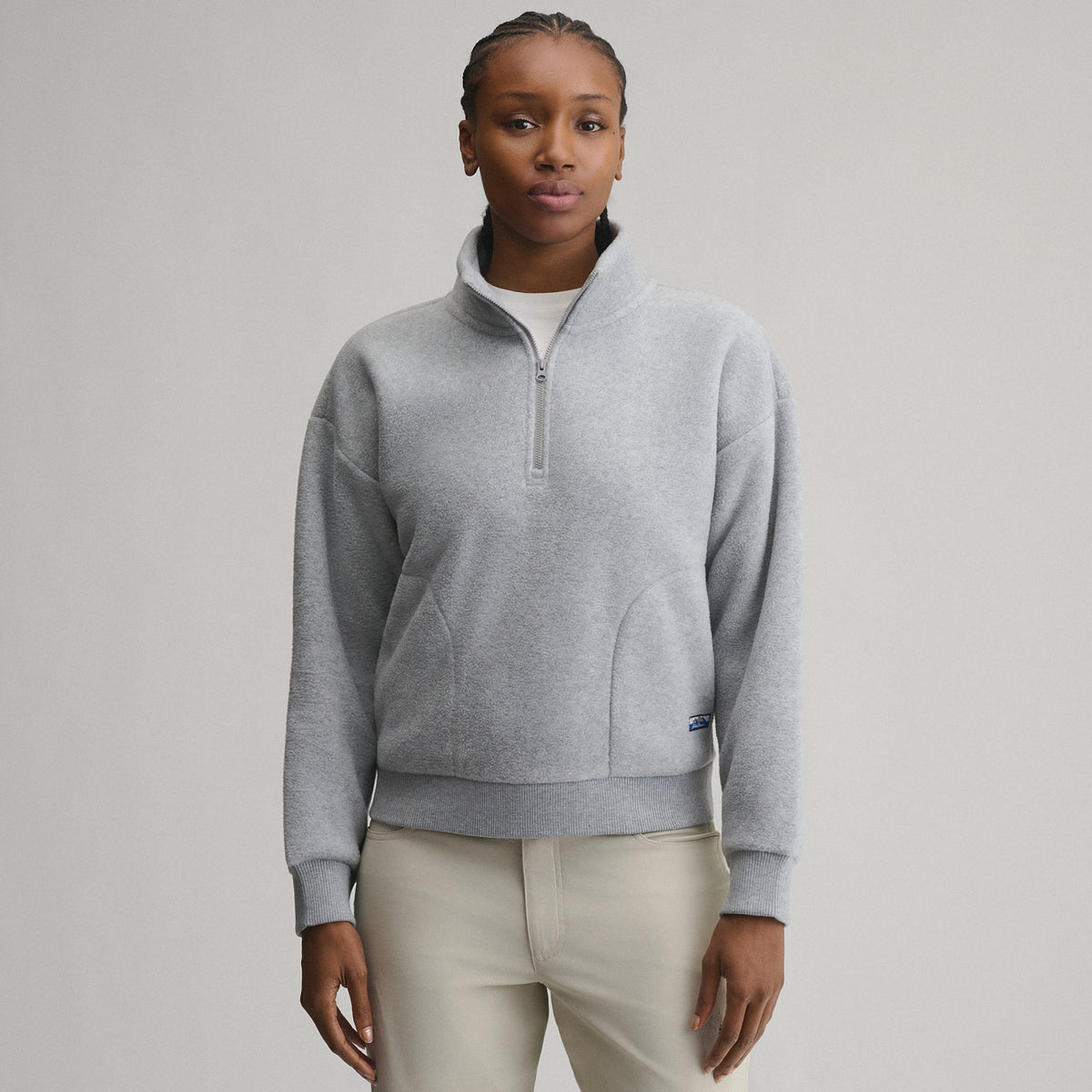 Women's Authentic Outdoor Fleece 1/4-Zip Mock Pullover-Heather Gray-17