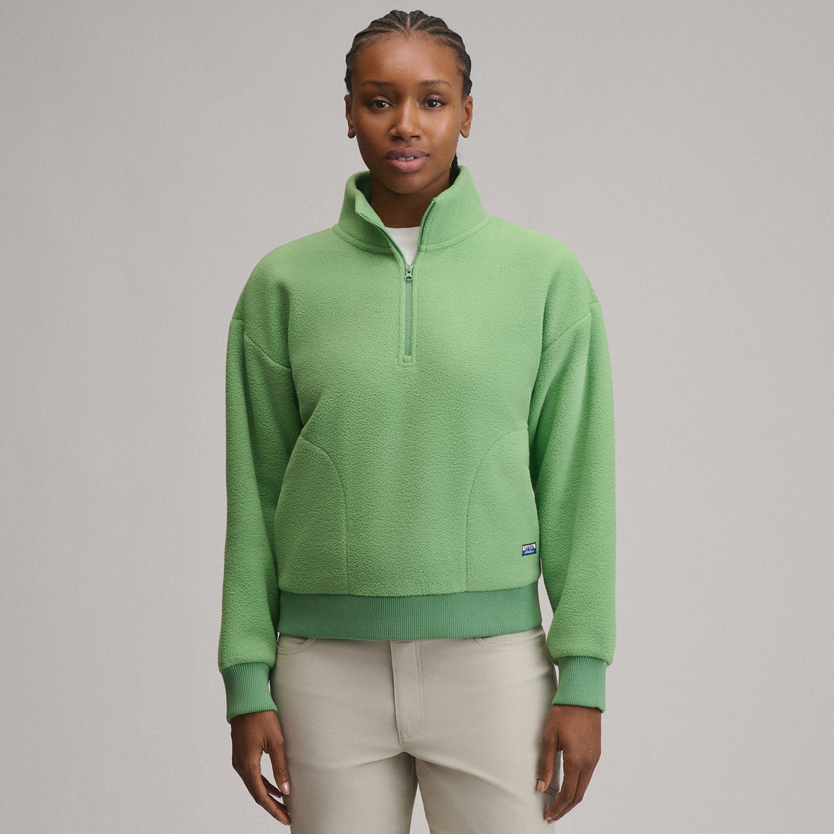 Women's Authentic Outdoor Fleece 1/4-Zip Mock Pullover-Light Moss-21
