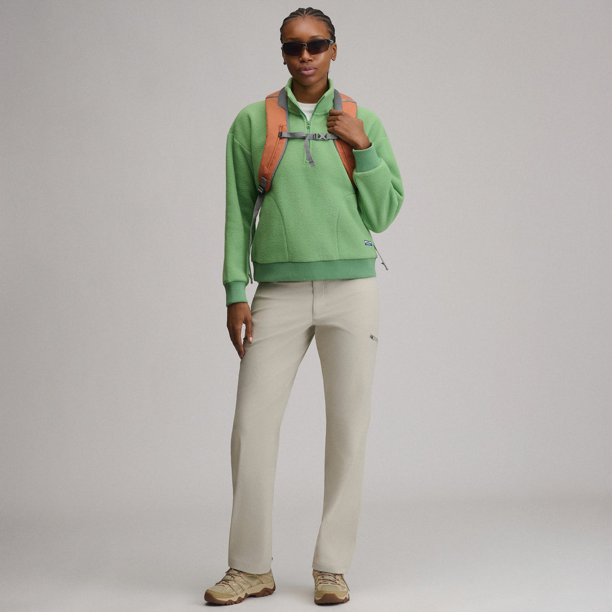 Women's Authentic Outdoor Fleece 1/4-Zip Mock Pullover-Light Moss-24