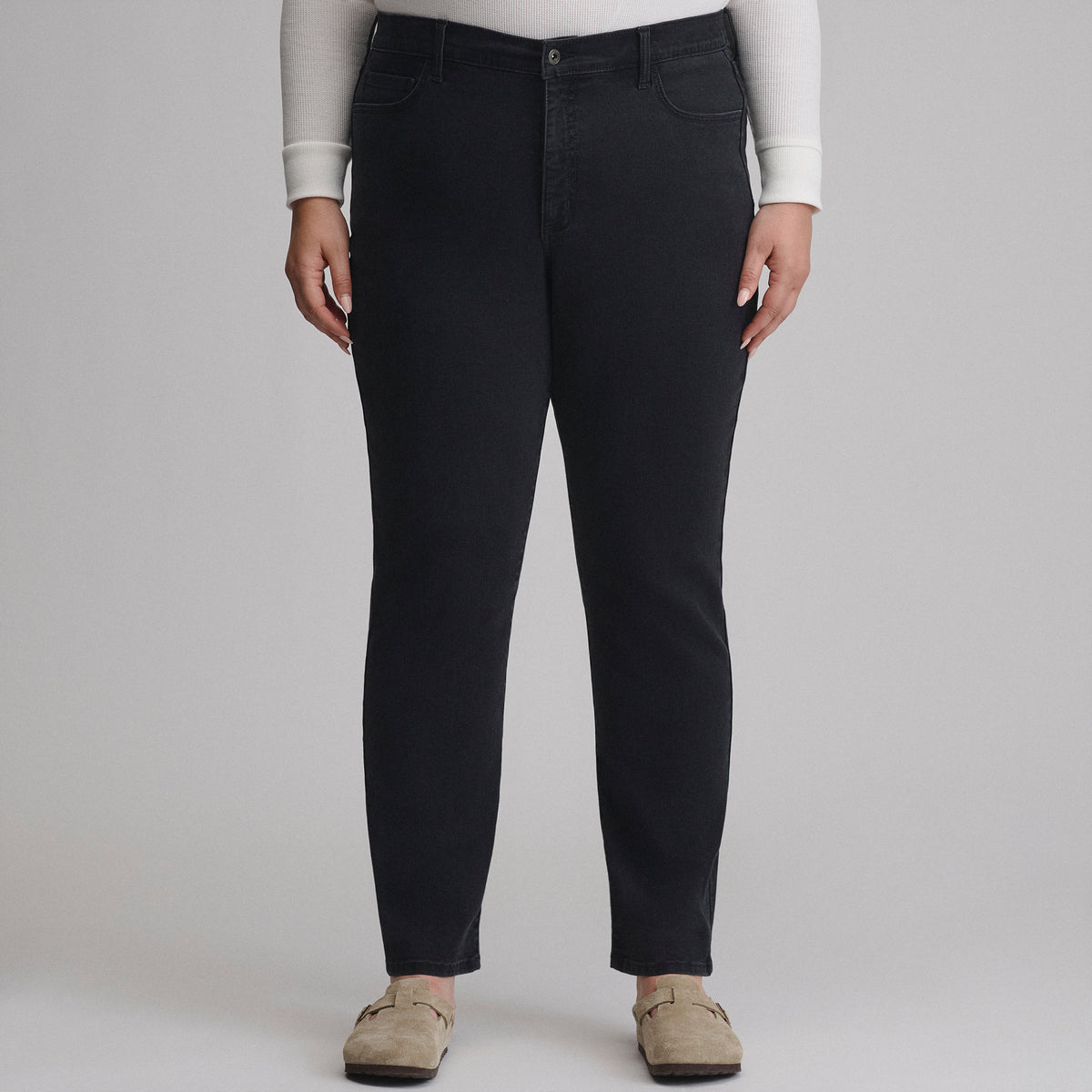 Women's Venture Stretch High-Rise Straight Leg Jeans-Black-1