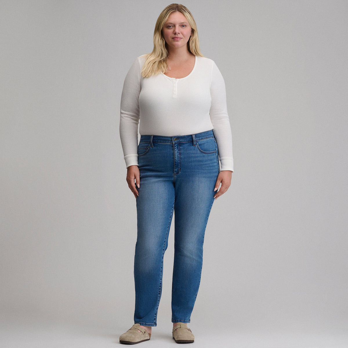 Women's Venture Stretch High-Rise Straight Leg Jeans-Misty Blue-23