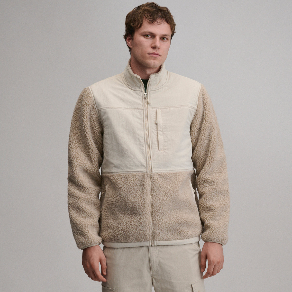 Chilali Fleece Jacket - Mixed Media-Pumice-1