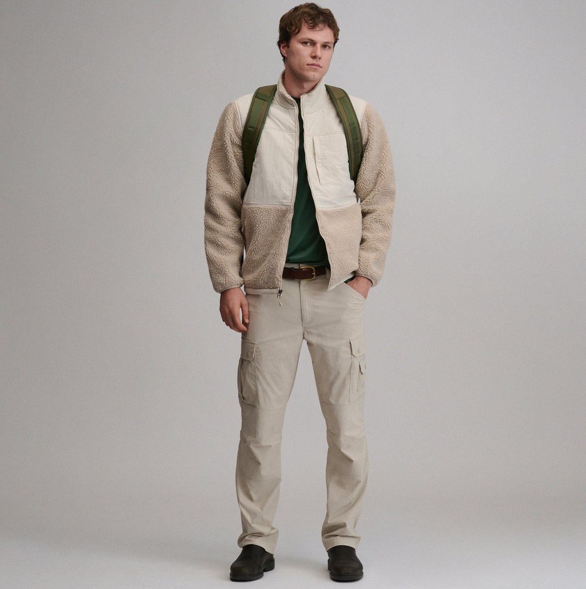 Chilali Fleece Jacket - Mixed Media-Pumice-4