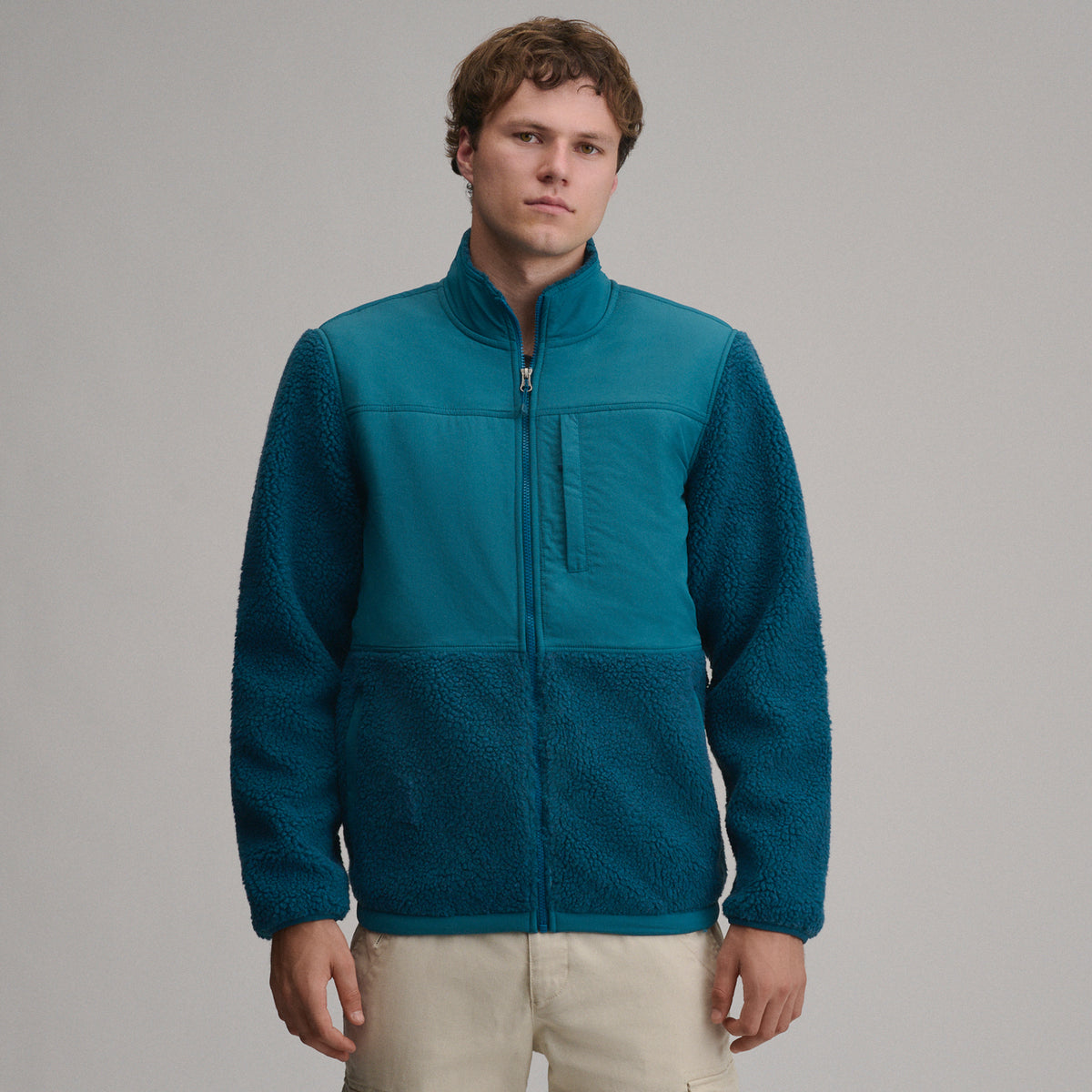 Chilali Fleece Jacket - Mixed Media-Meridian Blue-5