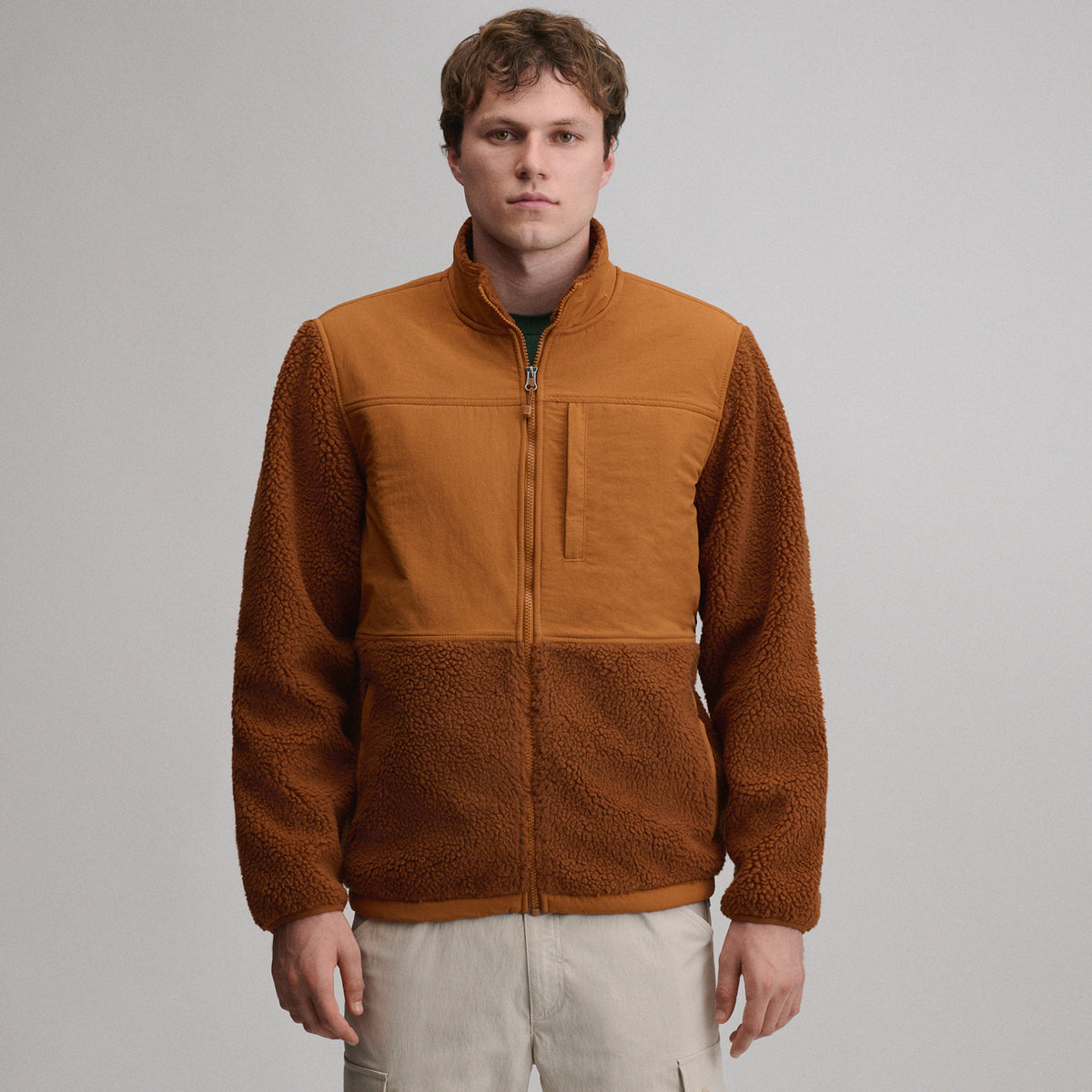 Chilali Fleece Jacket - Mixed Media-Cedar-13