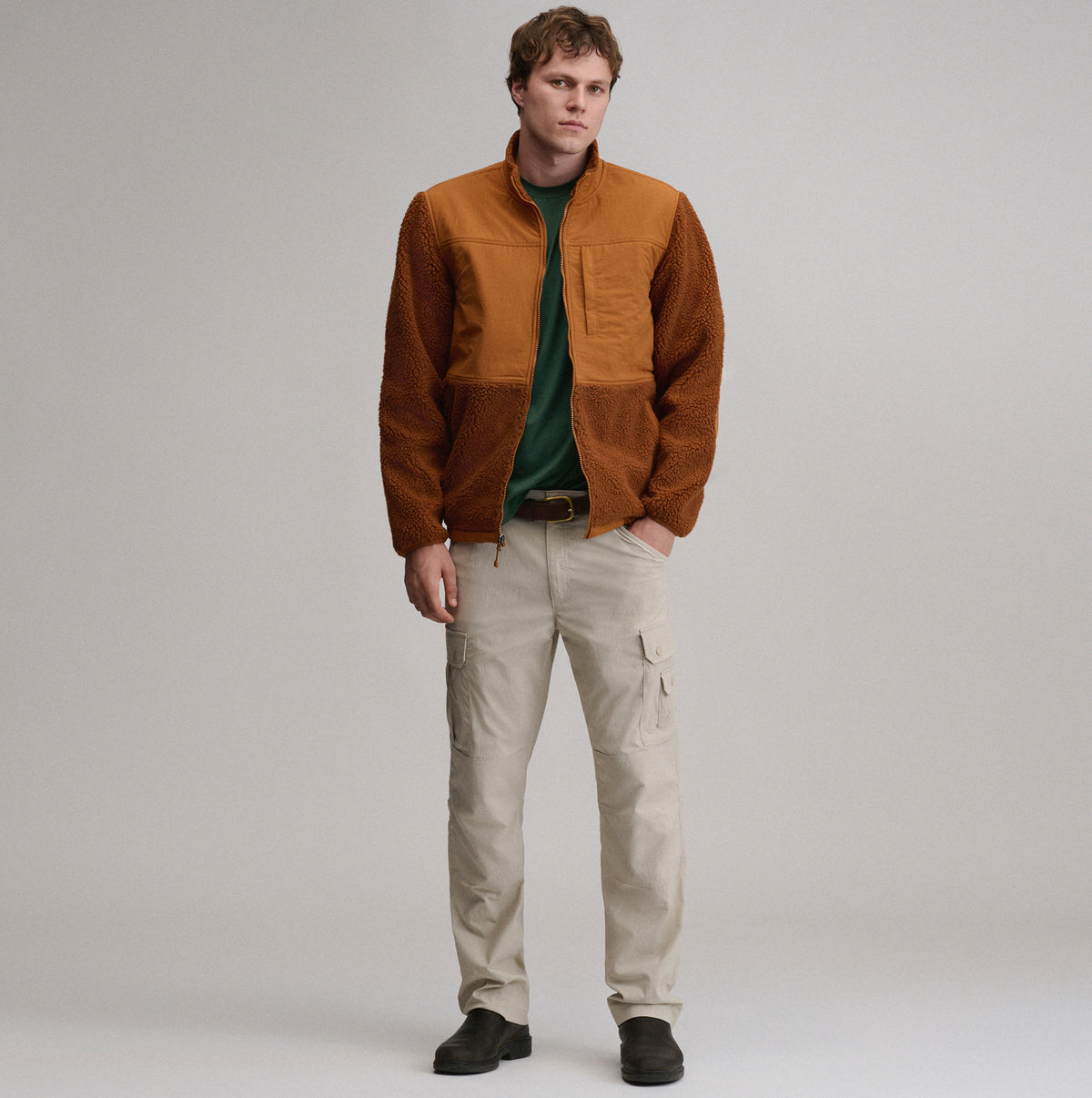 Chilali Fleece Jacket - Mixed Media-Cedar-16