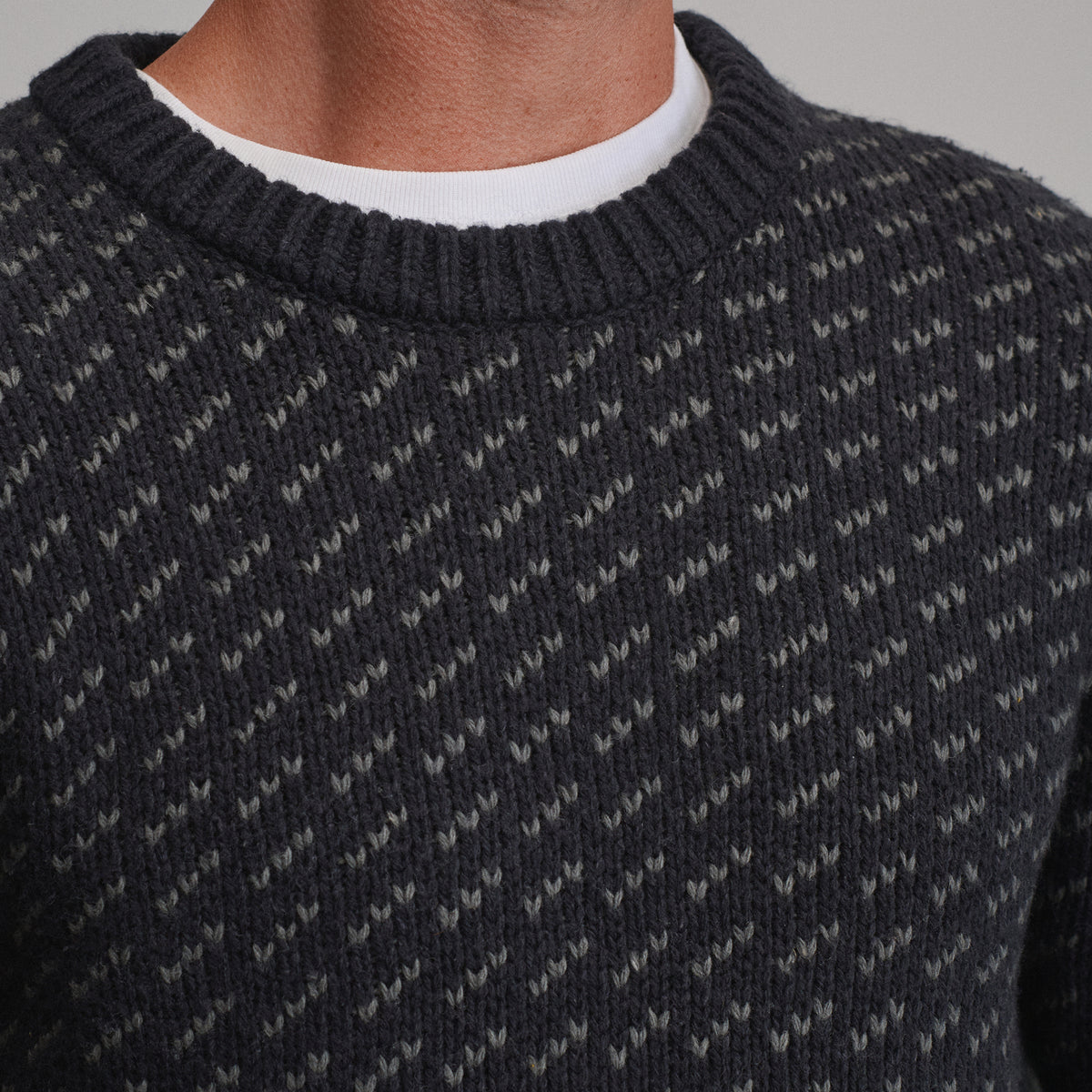 Men's Holiday Festive Birdseye Crew Sweater-Charcoal Heather-3
