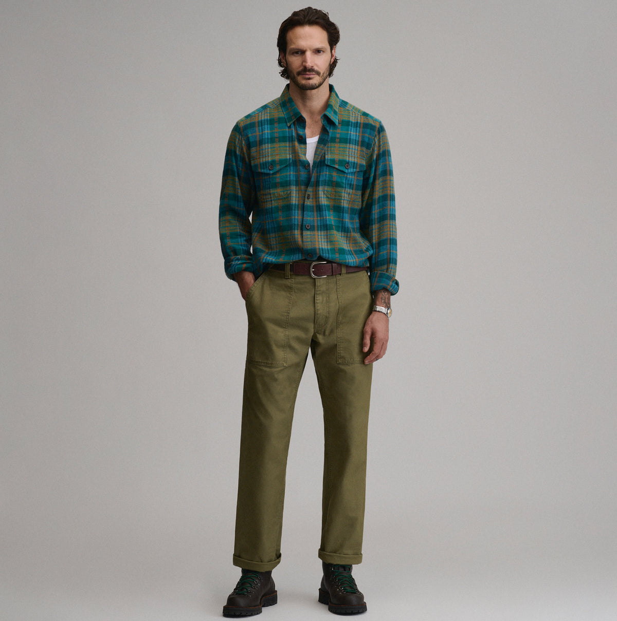 LS Eddies Cabin Shirt - Jaquard Plaid-Sea Glass-4
