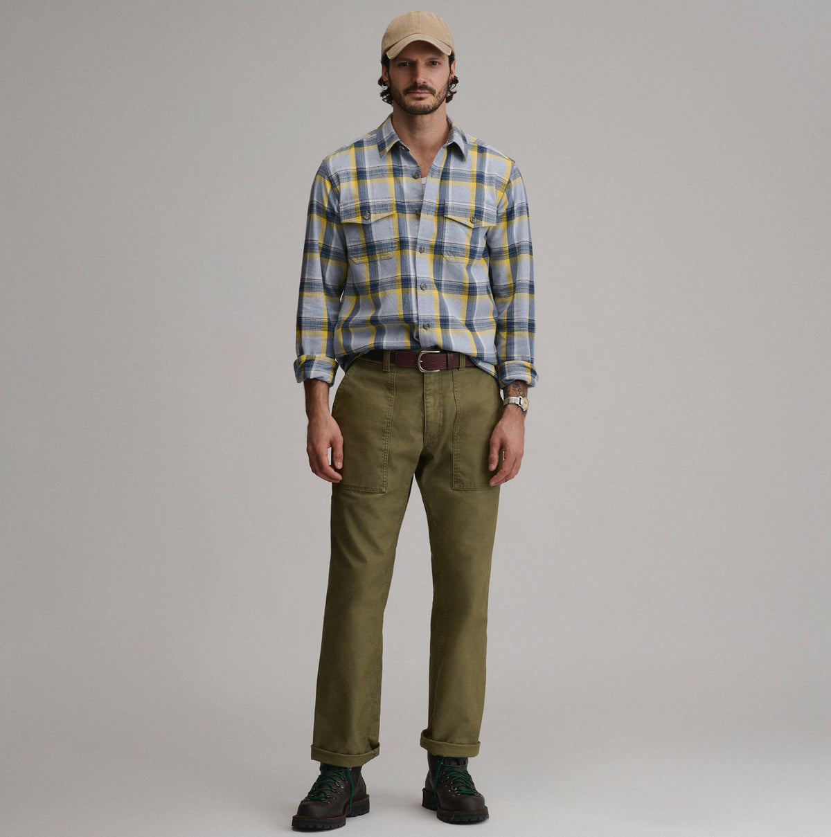 LS Eddies Cabin Shirt - Jaspe Flannel-Light Chambray 1-4