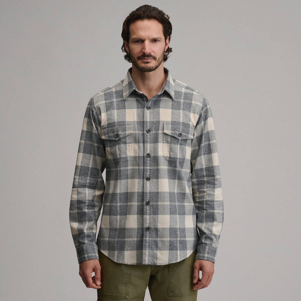 LS Eddies Cabin Shirt - Jaspe Flannel-Med Heather Gray-13