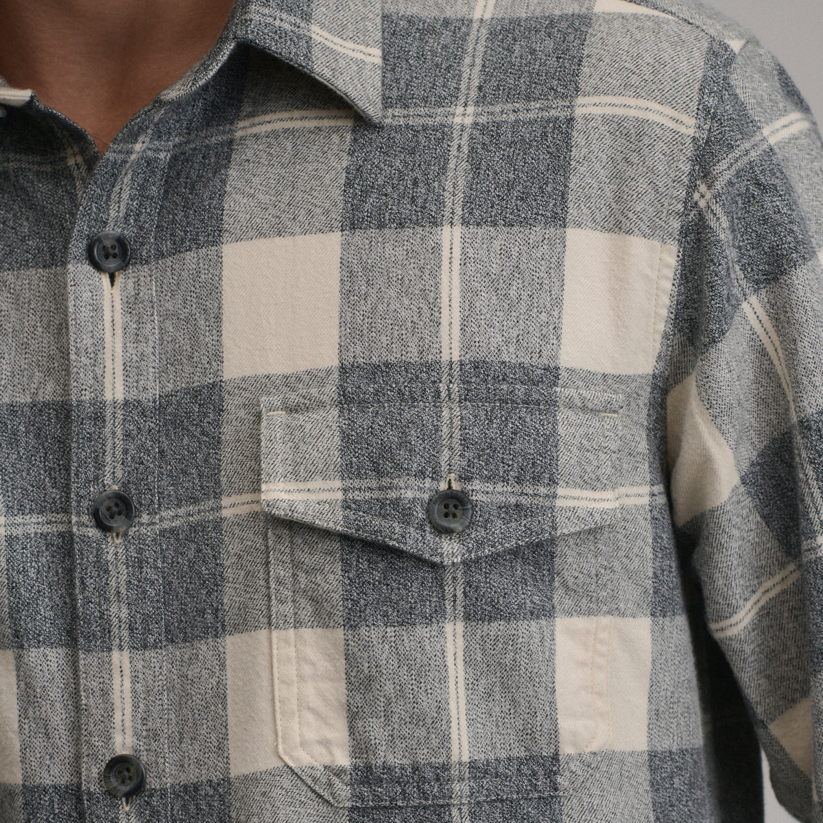 LS Eddies Cabin Shirt - Jaspe Flannel-Med Heather Gray-15