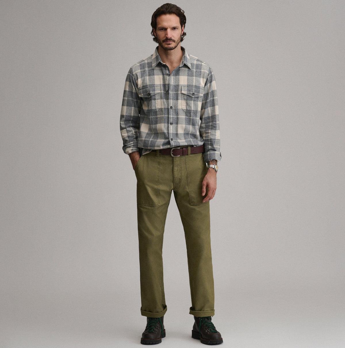 LS Eddies Cabin Shirt - Jaspe Flannel-Med Heather Gray-16