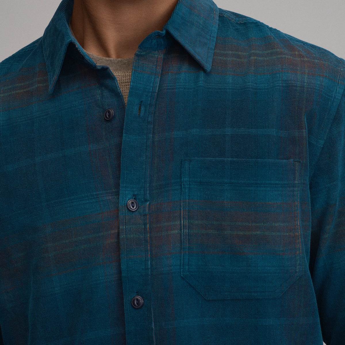 LS Fine Wale Corduroy - Plaid-Dark Meridian-7