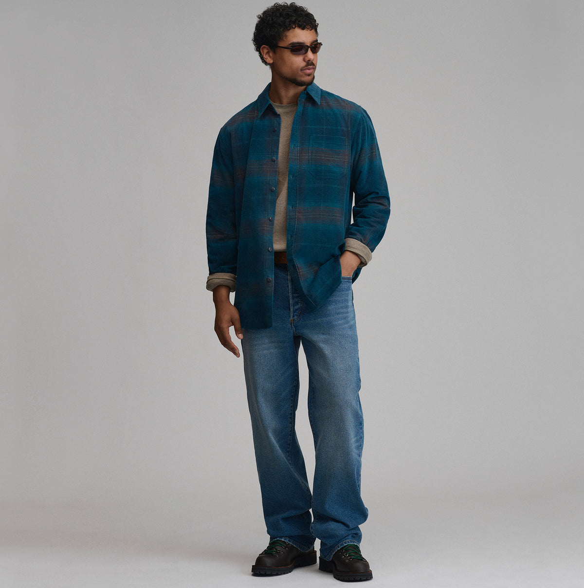 LS Fine Wale Corduroy - Plaid-Dark Meridian-8