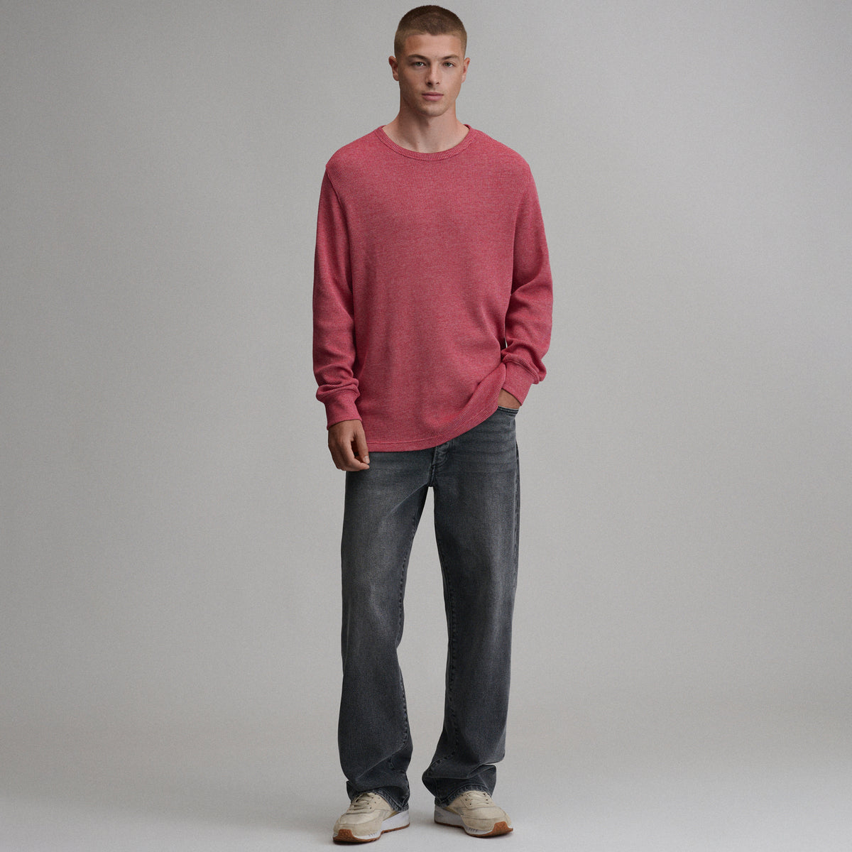 Plaited Waffle Thermal Crew-Cardinal-16