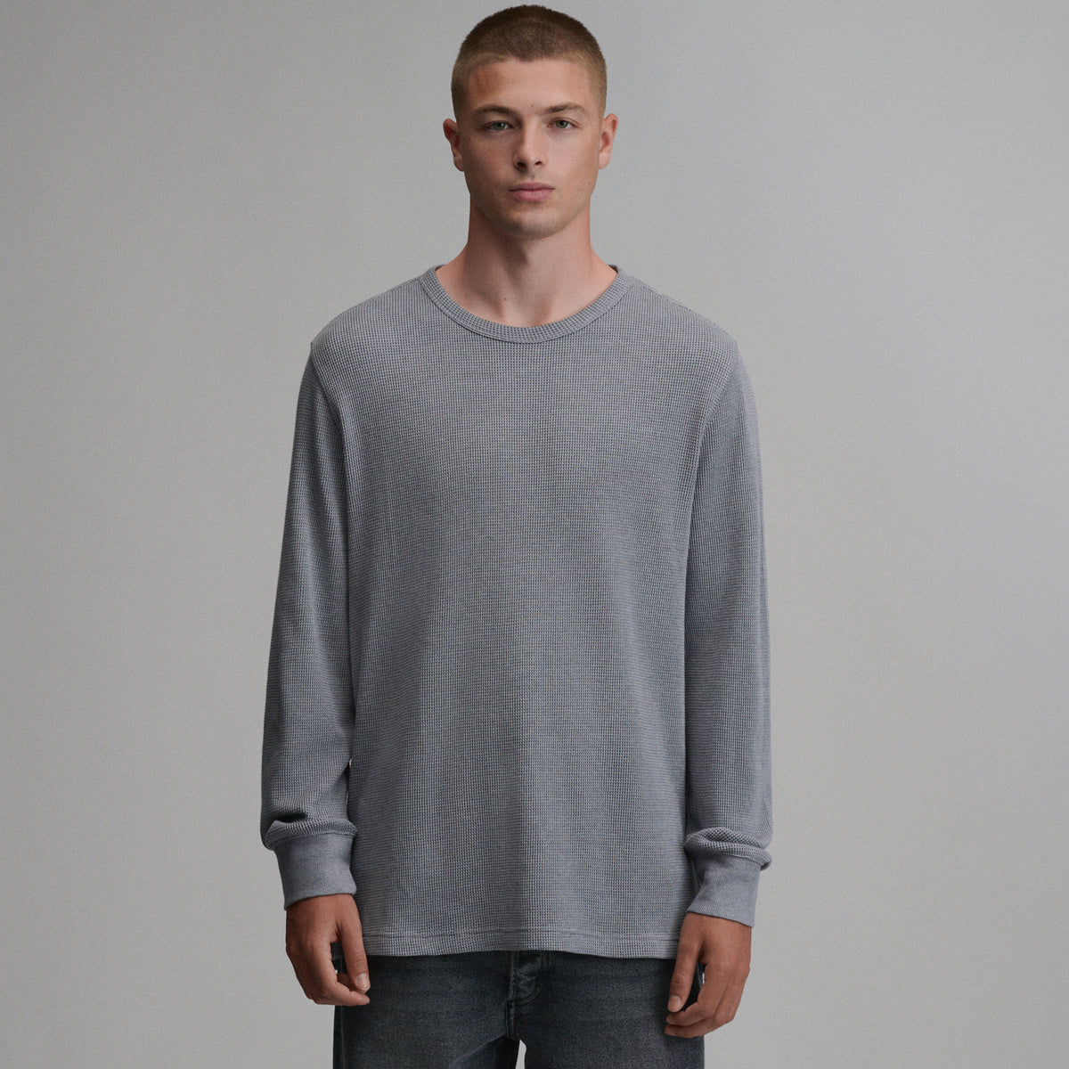 Plaited Waffle Thermal Crew-Slate-29