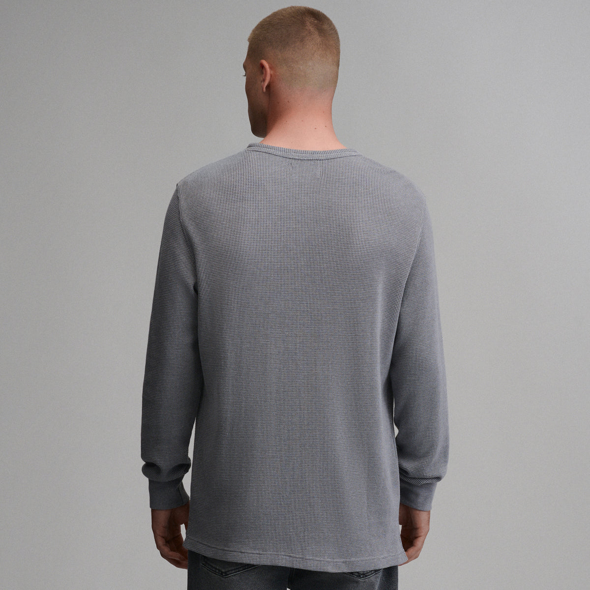 Plaited Waffle Thermal Crew-Slate-30