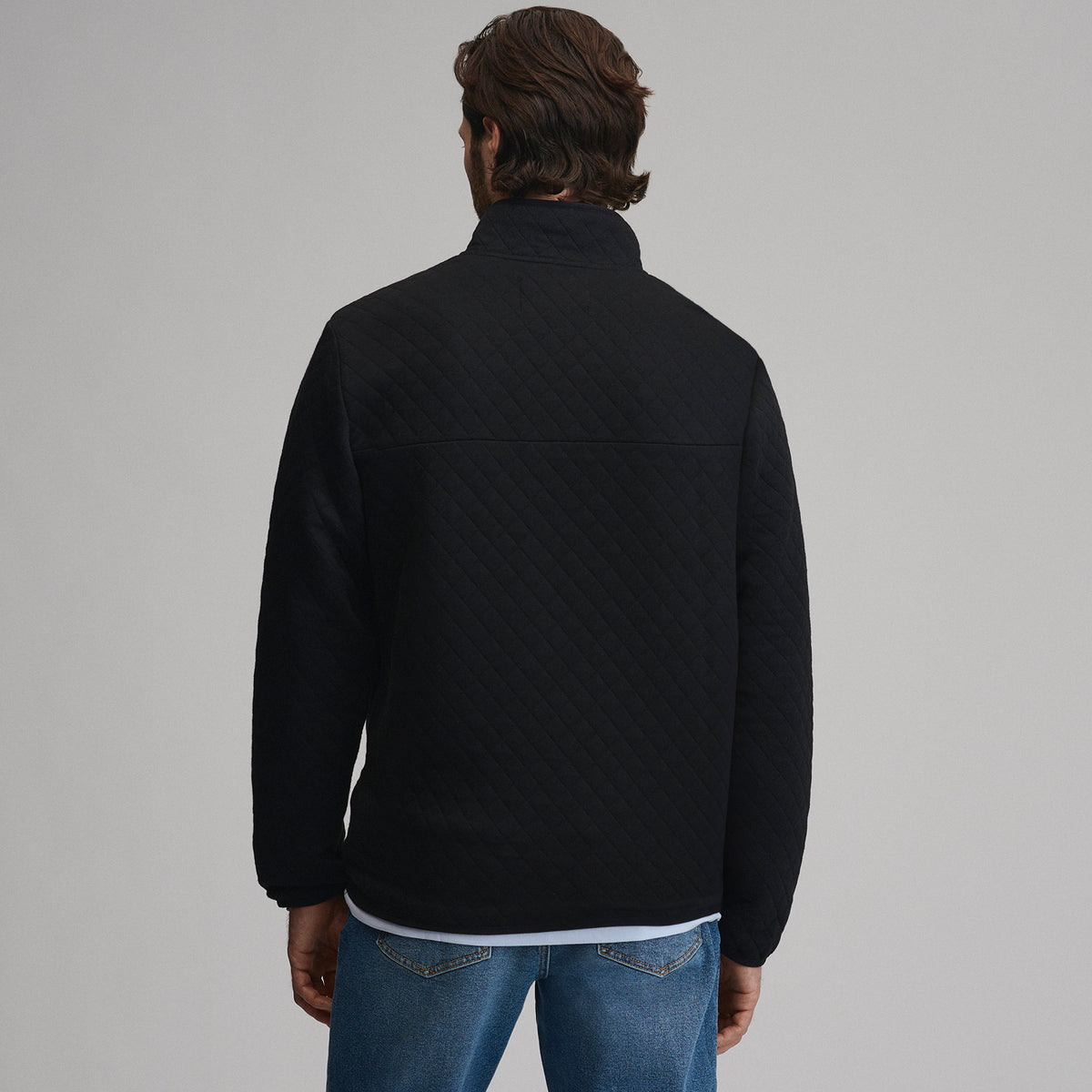 Quilted Quarter Zip-Black-2