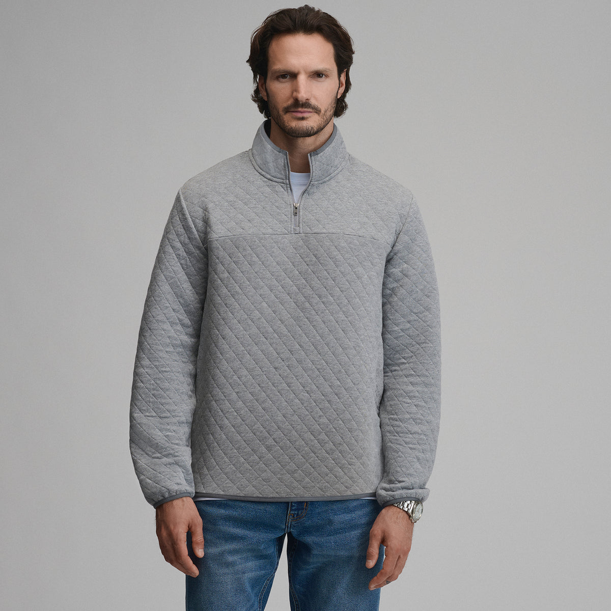 Quilted Quarter Zip-Htrgry-5