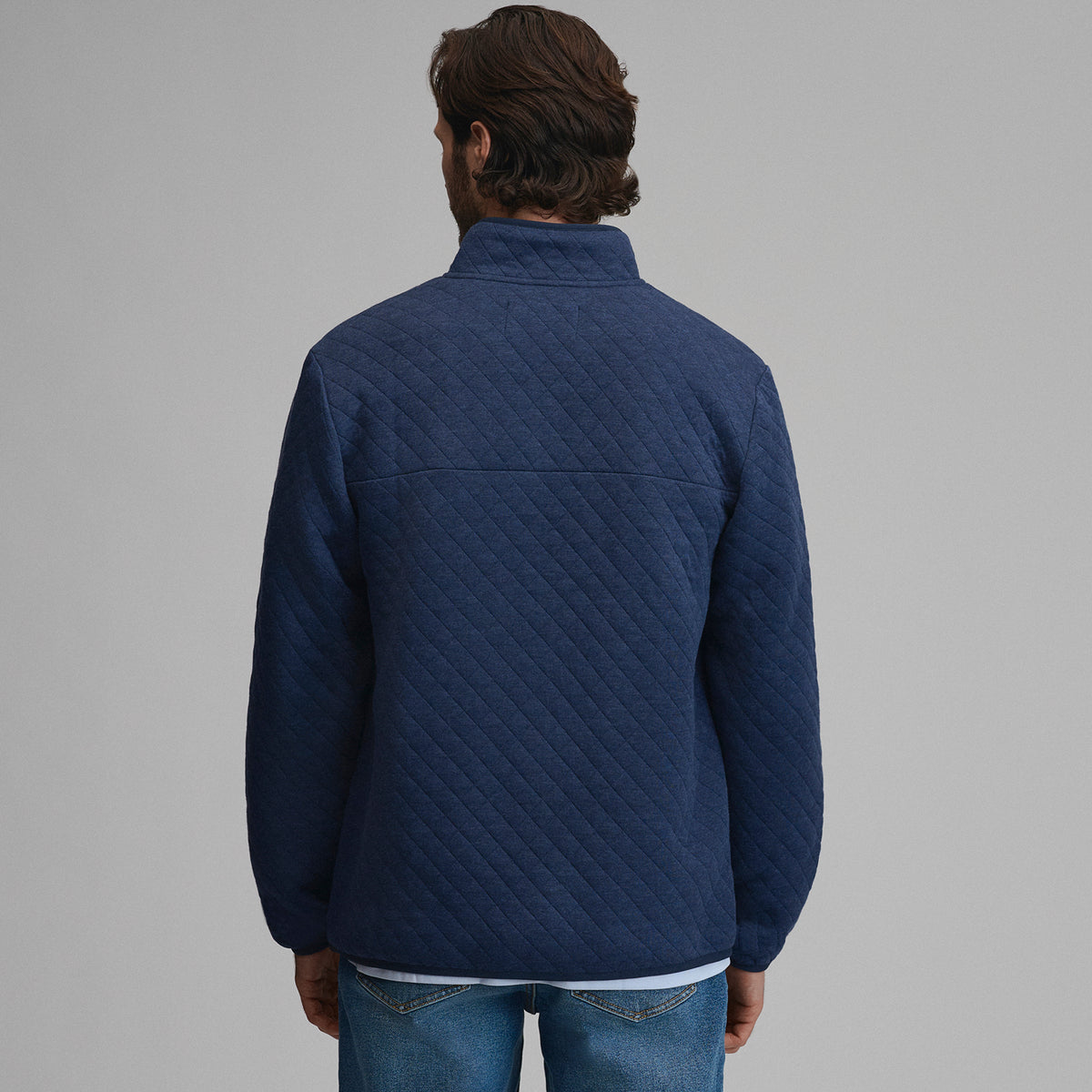 Quilted Quarter Zip-Navy/Heather-10