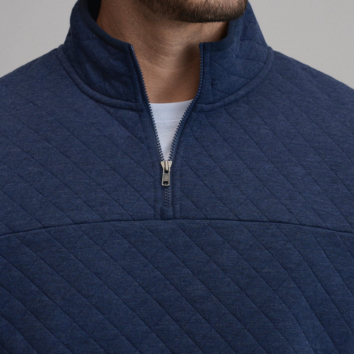 Quilted Quarter Zip-Navy/Heather-11