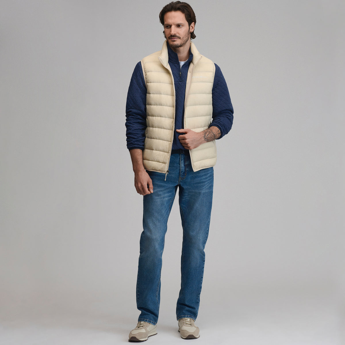 Quilted Quarter Zip-Navy/Heather-12