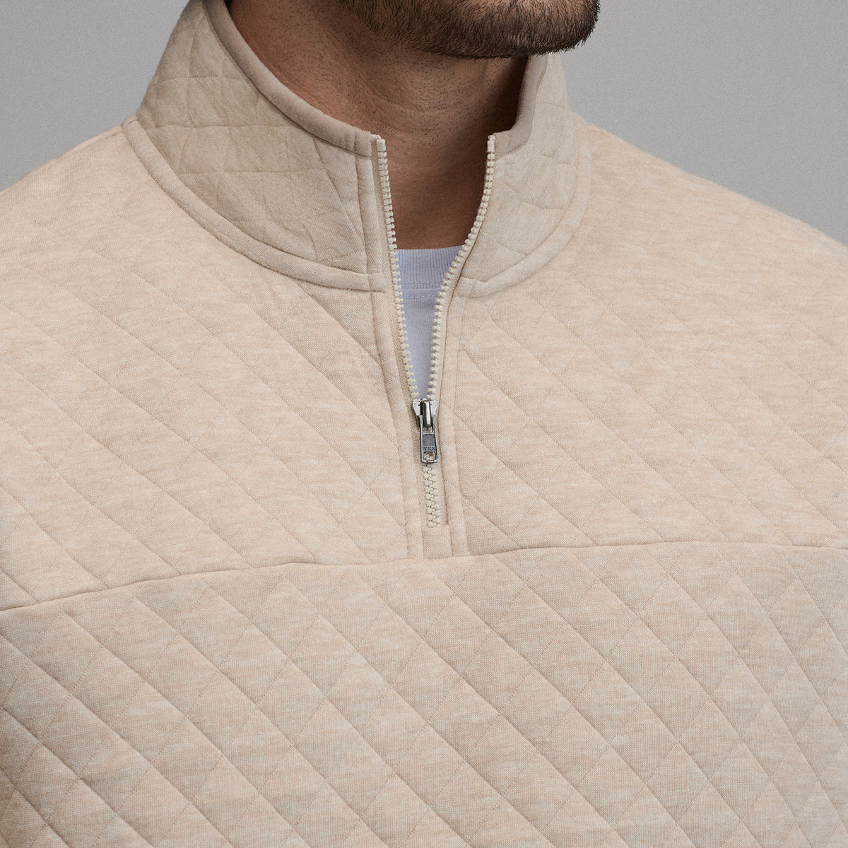 Quilted Quarter Zip-Heather Oatmeal-15