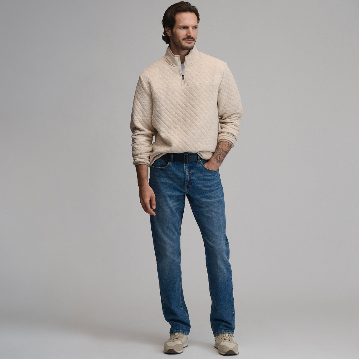 Quilted Quarter Zip-Heather Oatmeal-16
