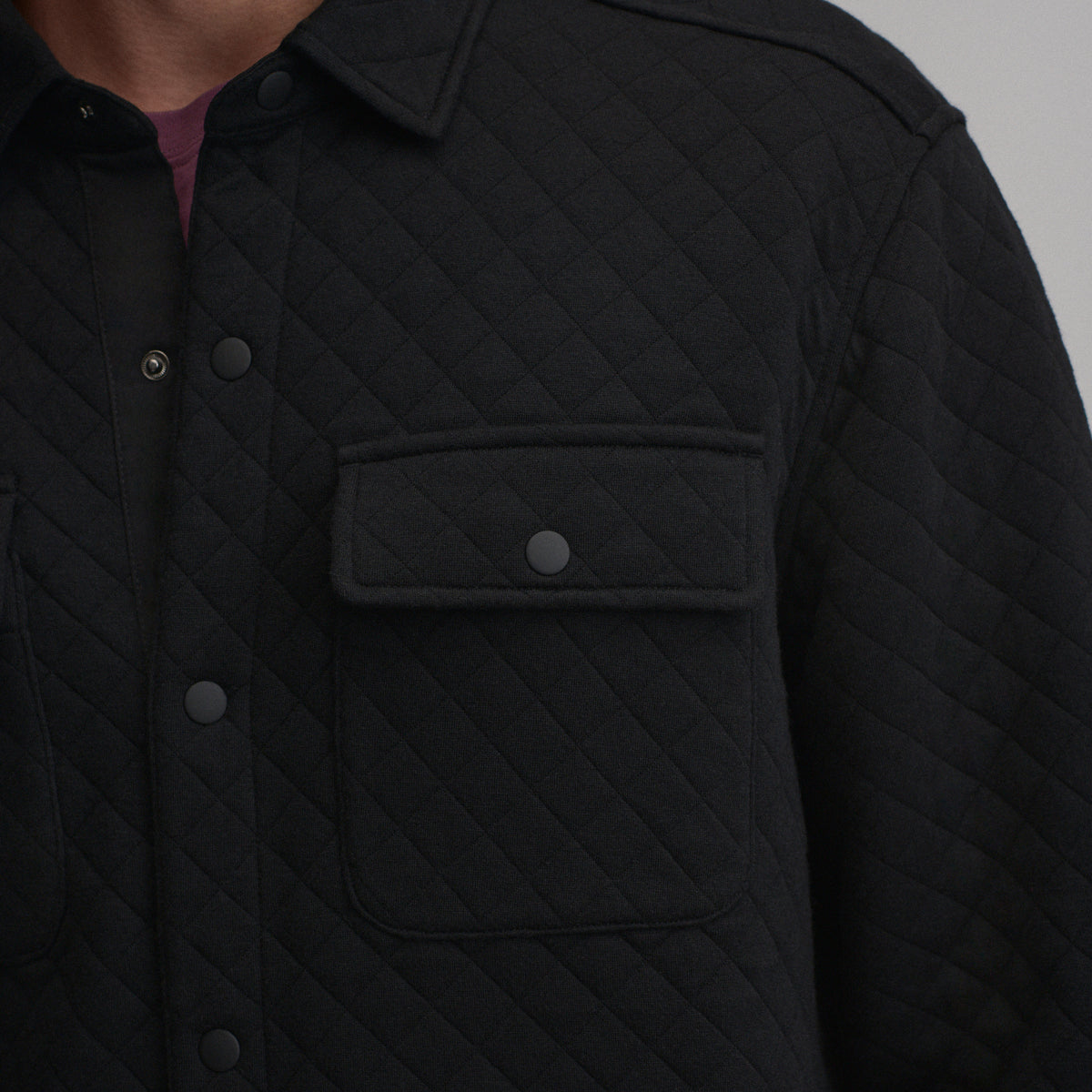 Quilted Shirt Jacket-Black-4